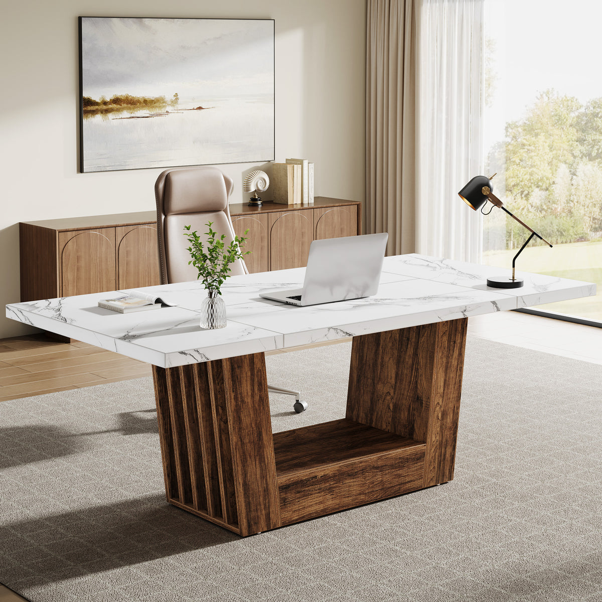 63" Executive Desk, Modern Computer Desk with Robust Base