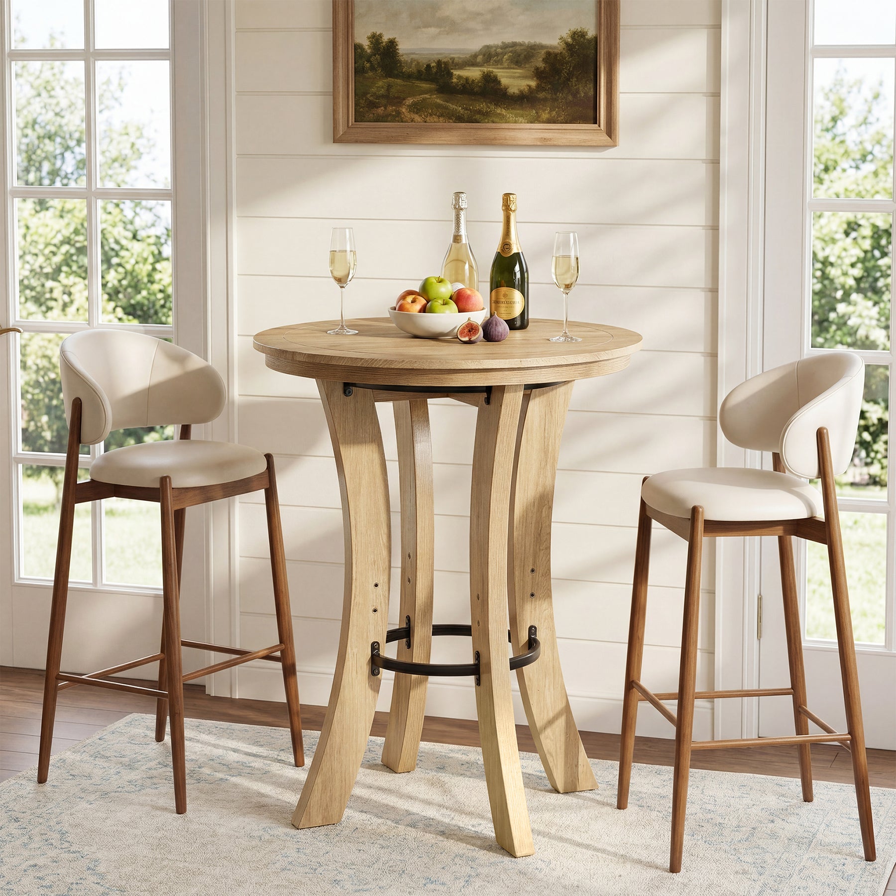 Tribesigns 39.4-Inch Round Bar Table, Wood Pub Table for Small Spaces