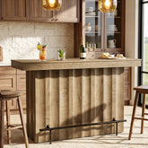 63" Bar Table, 2-Tier Bar Unit Counter Height Pub Table with Storage Shelves 3
