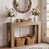 41" Farmhouse Console Table, Narrow Entryway Table for Small Spaces with Wood-Grain Finish 3