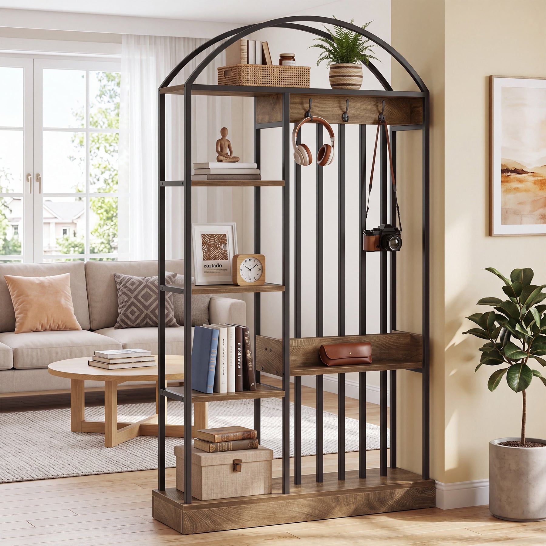 71.2" Bookshelf, 5-Tier Bookcase with Open Shelves & with Metal Frame for Home Office
