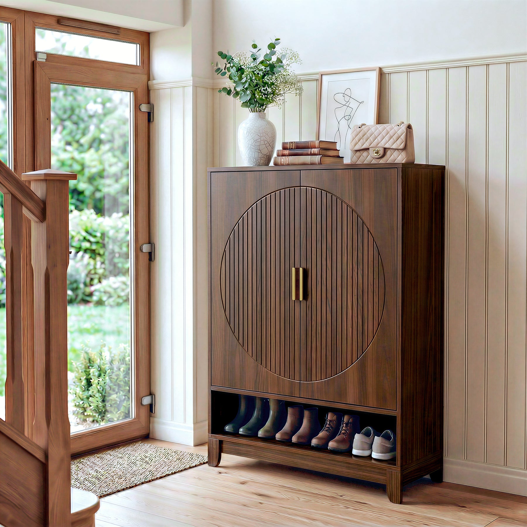 31.5" Shoe Cabinet, 6-Tier Freestanding Shoe Storage Organizer with Adjustable Shelves