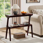 Solid Wood End Table, 2-Tier Sofa Side Table with Storage Shelf for Small Spaces