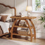 23.6" Solid Wood Nightstand with 3-Tier Shelf, Narrow Bedside Table with Arched Legs