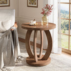 Round End Table, Accent Side Table with Storage for Small Space