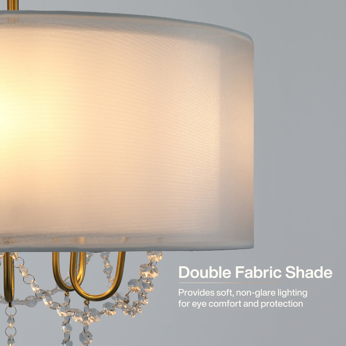 19.7" Gold Crystal Drum Chandelier, Modern 5-Light Pendant Light