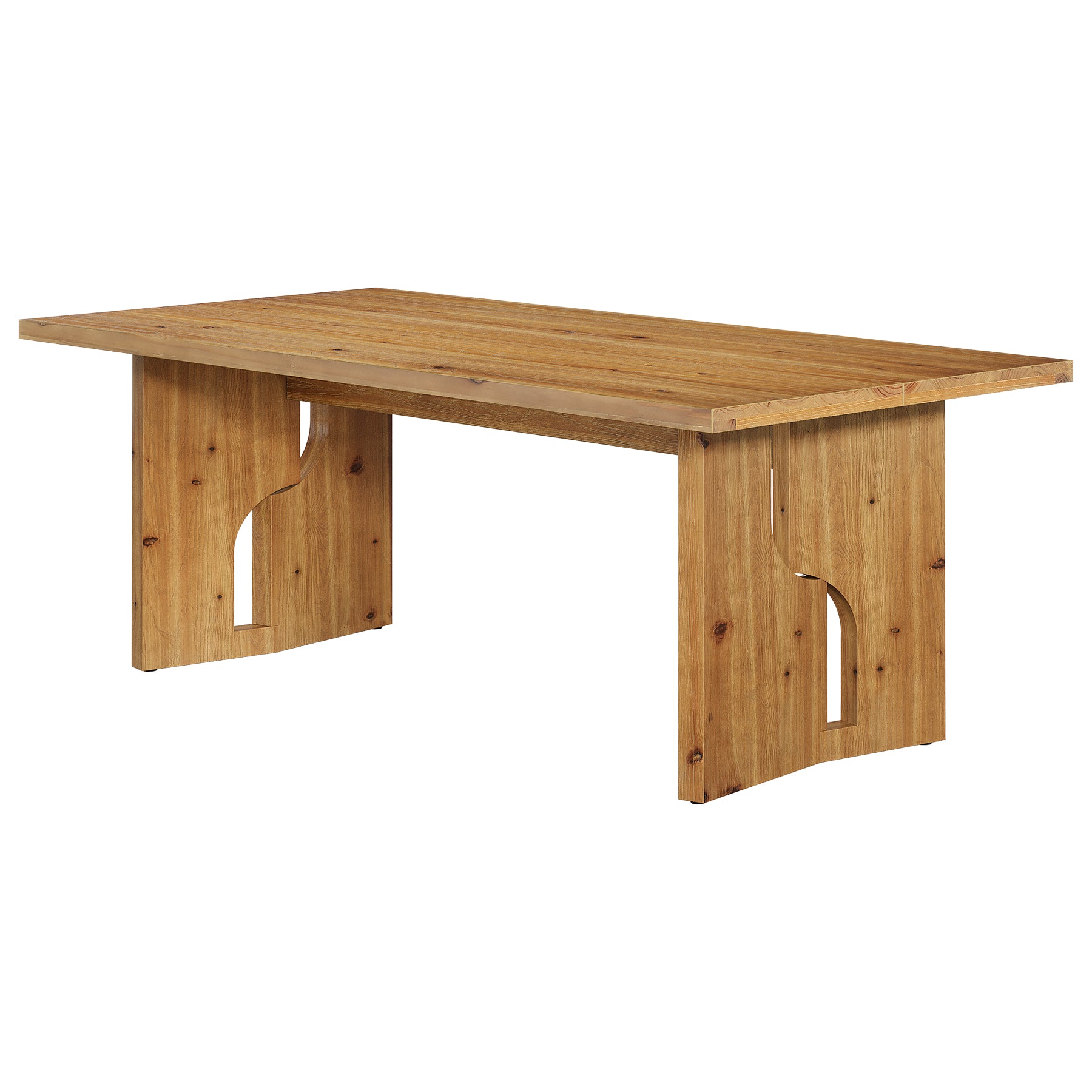 63" Solid Wood Dining Table for 4-6, Farmhouse Kitchen Table with Cutout Bases