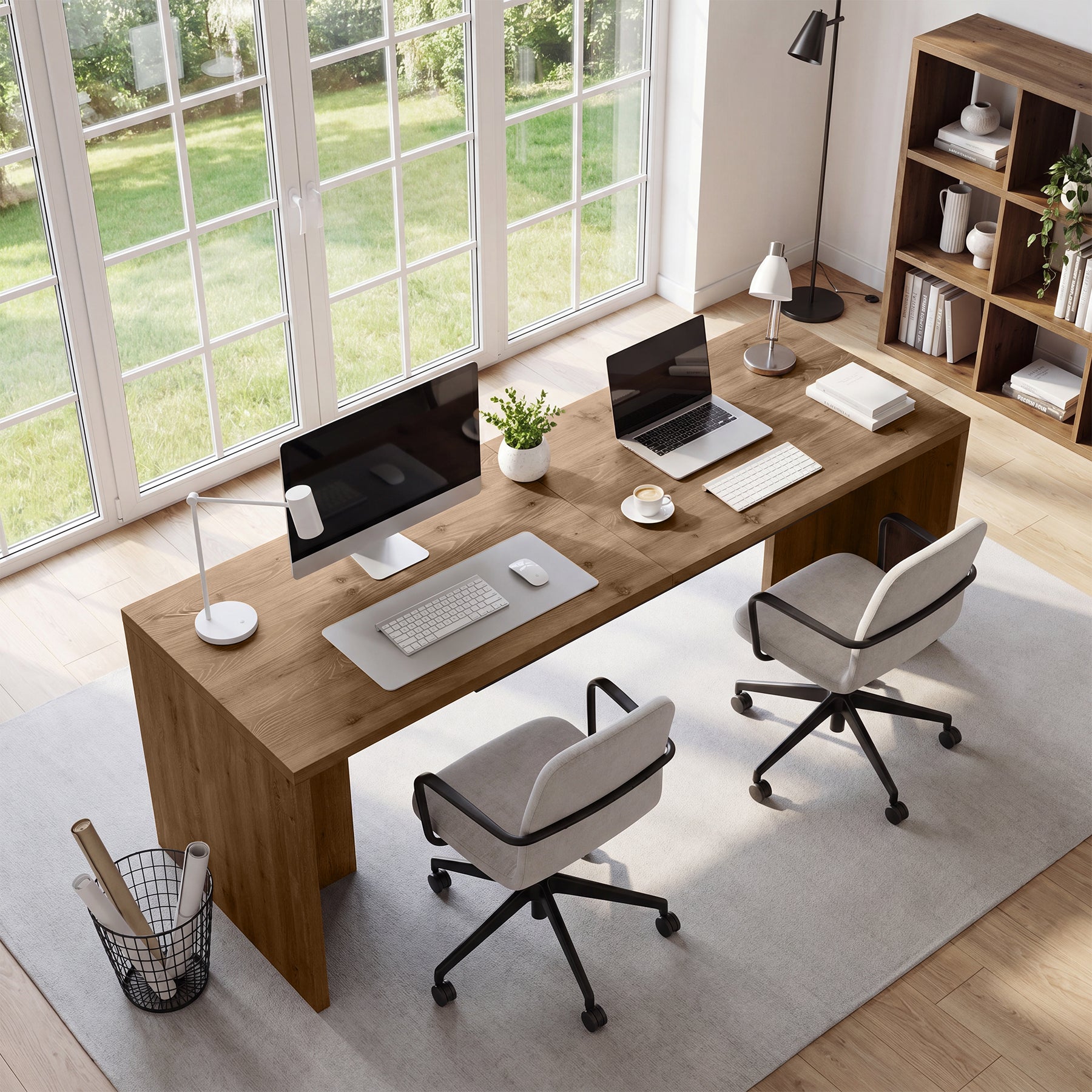 78" Solid Wood Computer Desk for 2 People, Double Desk with Large Tabletop for Home Office