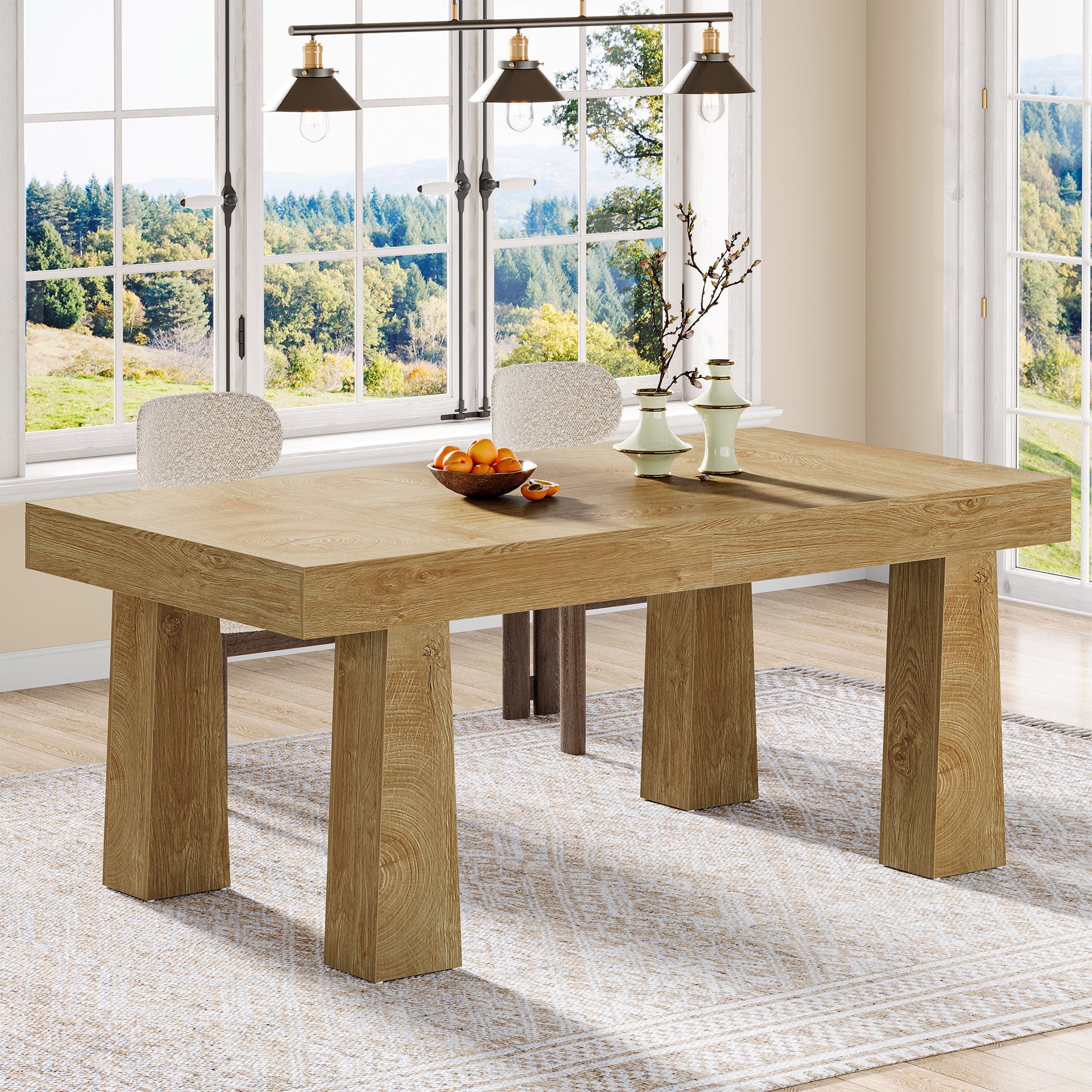 Modern Kitchen Table, 63" Dining Table Dinner Table for 4-6