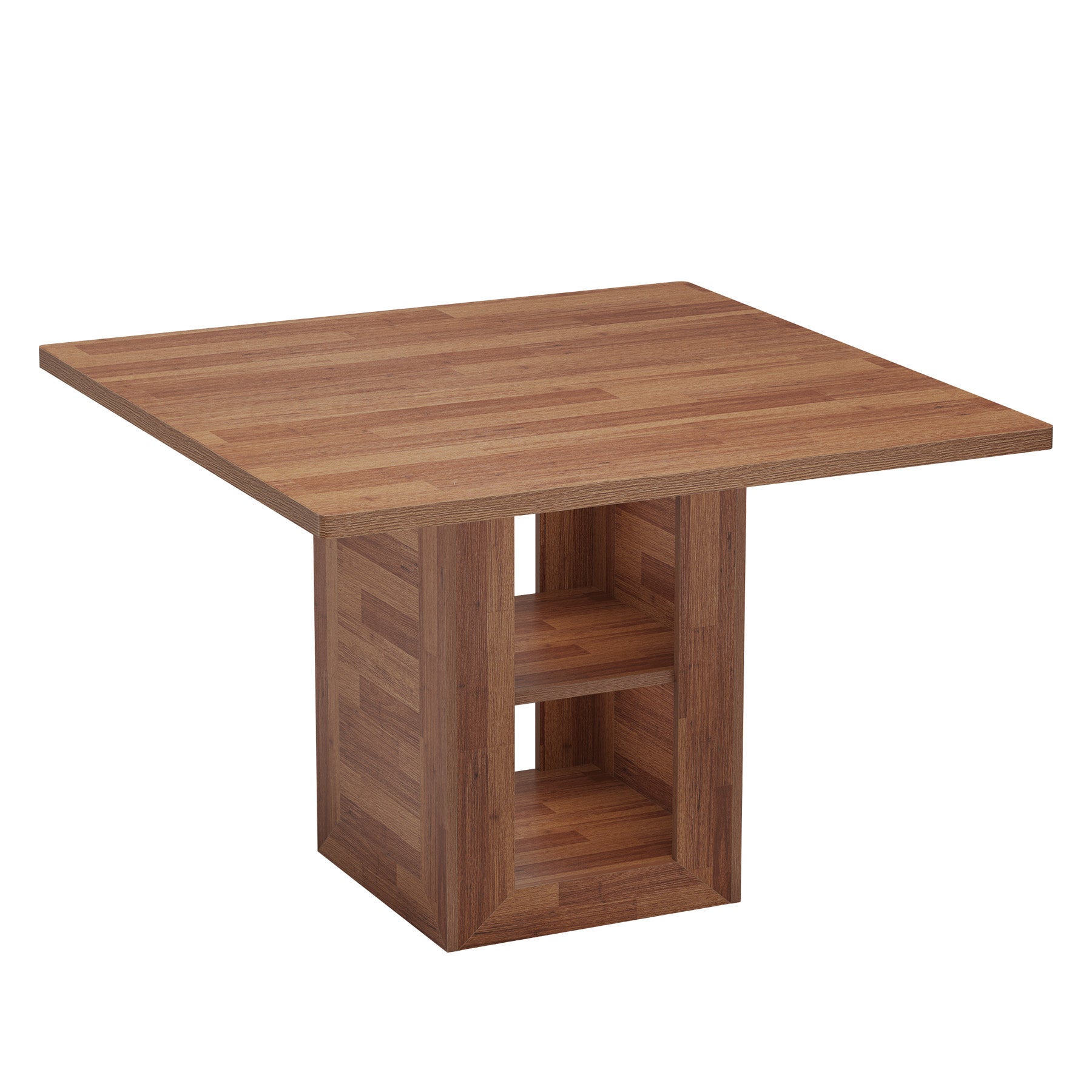 47" Square Counter Height Bar Table, Mid-Century Thick Pedestal Base, Storage, Pub Table