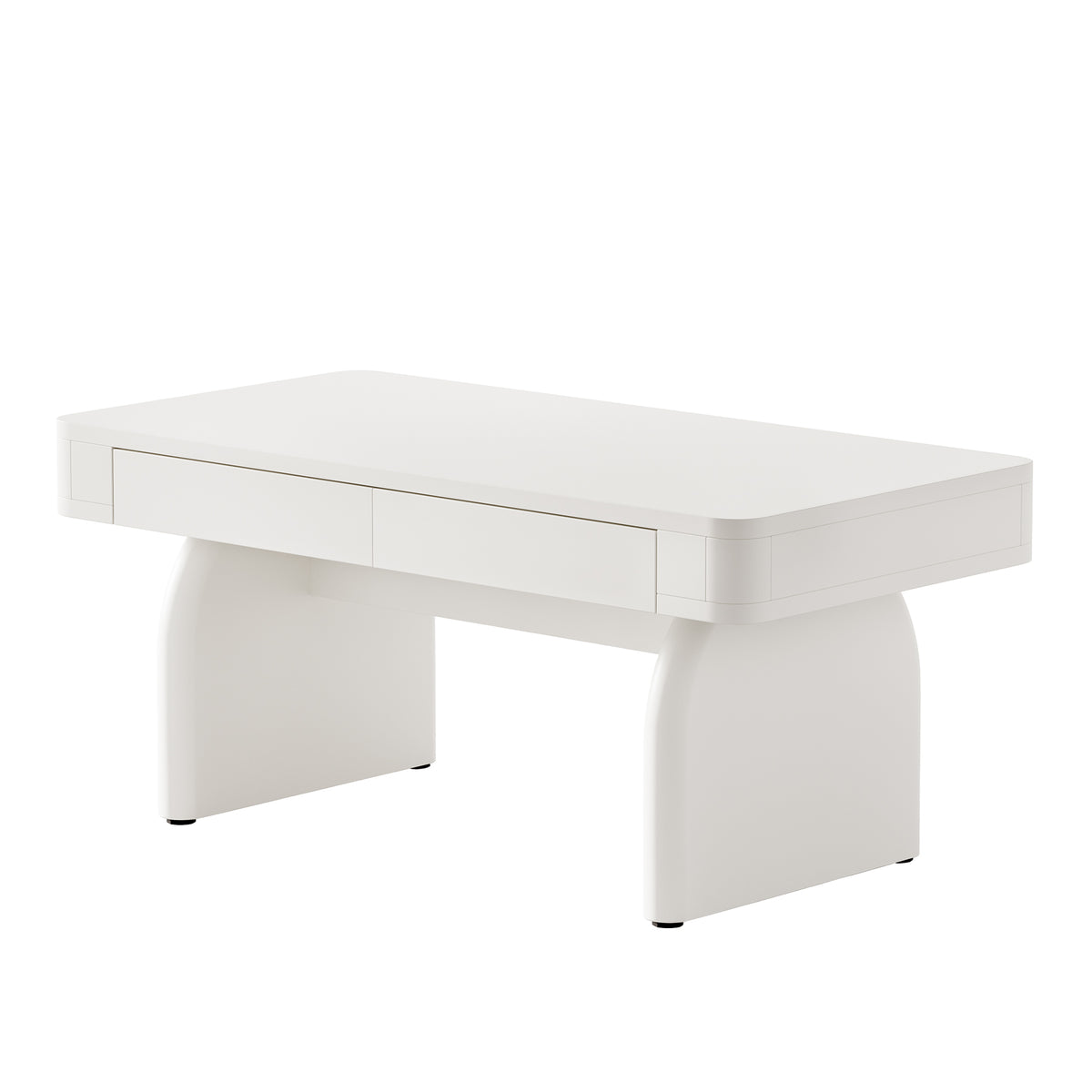 47.24 Inch White Coffee Table with 2 Drawers and Storage, Modern Rectangular Center Table for Living Room