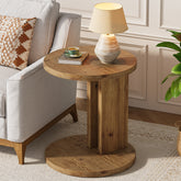 Solid Wood End Table, C-Shaped Round Side Table for for Living Room 3