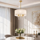 19.7" Gold Crystal Drum Chandelier, Modern 5-Light Pendant Light 3