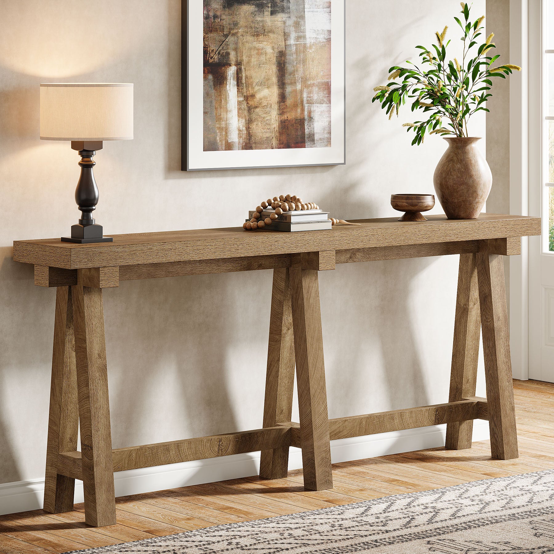 70.9" Farmhouse Console Table, Extra-Long Sofa Table with Open Storage for Entryway, Hallway & Behind Couch