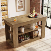 Tribesigns 55-Inch Bar Table with 2 Storage Shelves, Farmhouse Pub Table for Kitchen and Home Bar 3
