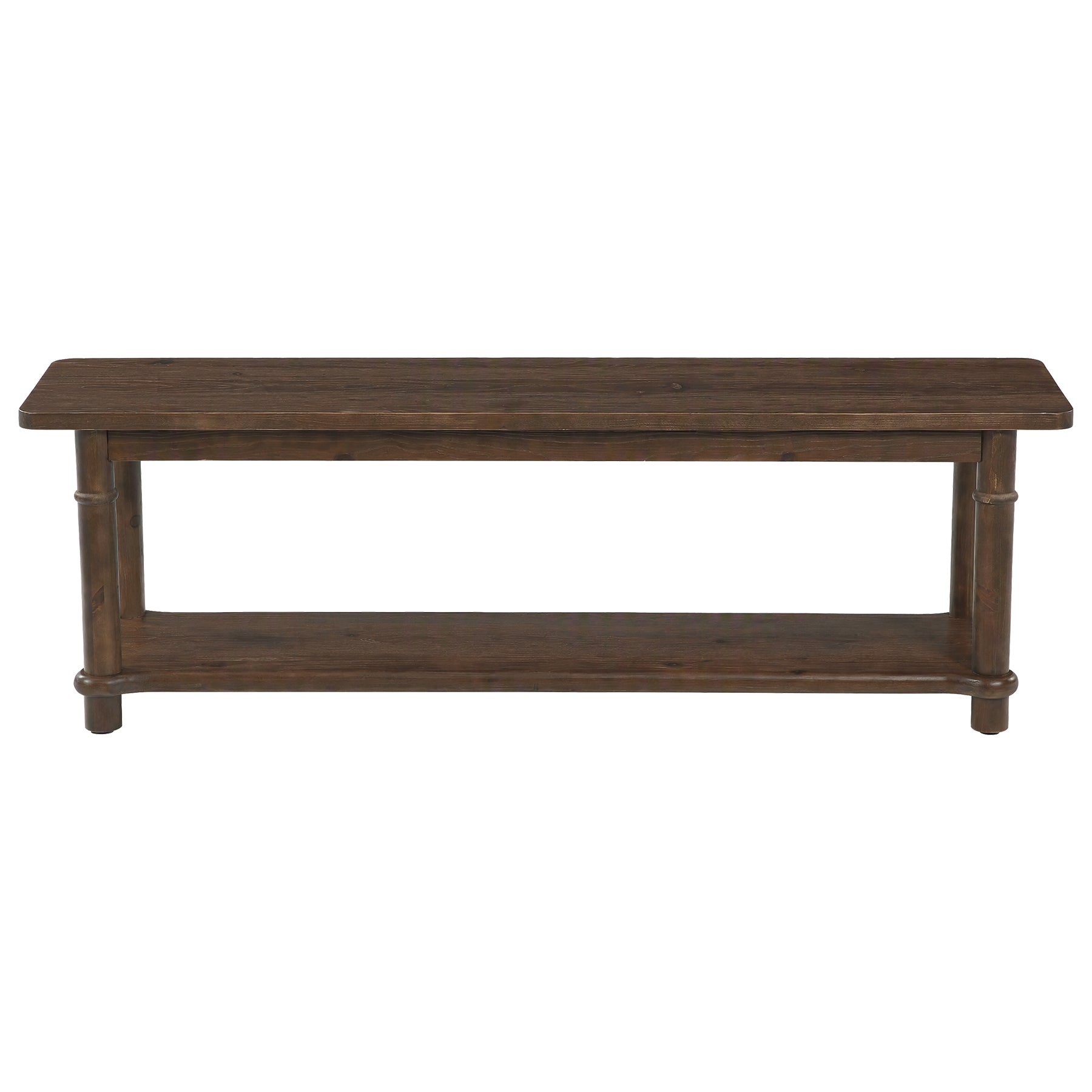 55" Farmhouse Dining Bench, Solid Wood 2-Tier, Kitchen Bench, Dining Room