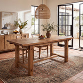 63" Solid Wood Dining Table for 4-6, Rectangular Kitchen Table with Thick Trestle Legs 3