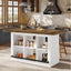 Kitchen Island, Counter Height Kitchen Coffee Bar Table with Storage