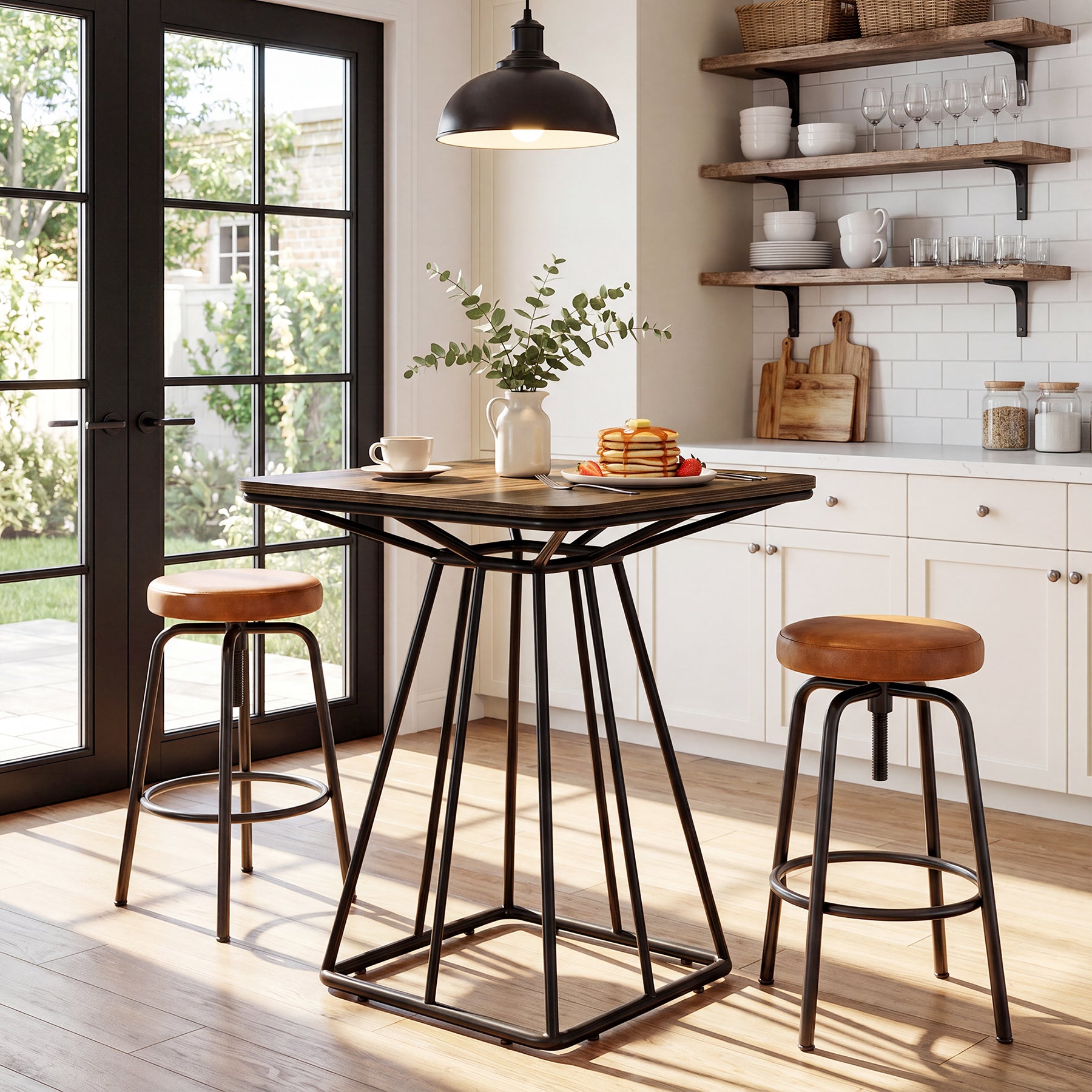 31.5" Square Bar Table, Industrial Counter Height Bistro Dining Tables
