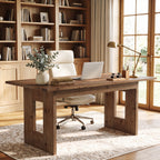 63" Rustic Solid Wood Computer Desk, Heavy Duty Writing Desk, Home Office Workstation