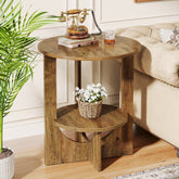 Round End Table, 2-Tier Side Table Nightstand with Storage 3