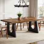 Wood Dining Table, 70" Rectangular Kitchen Table for 6-8 People