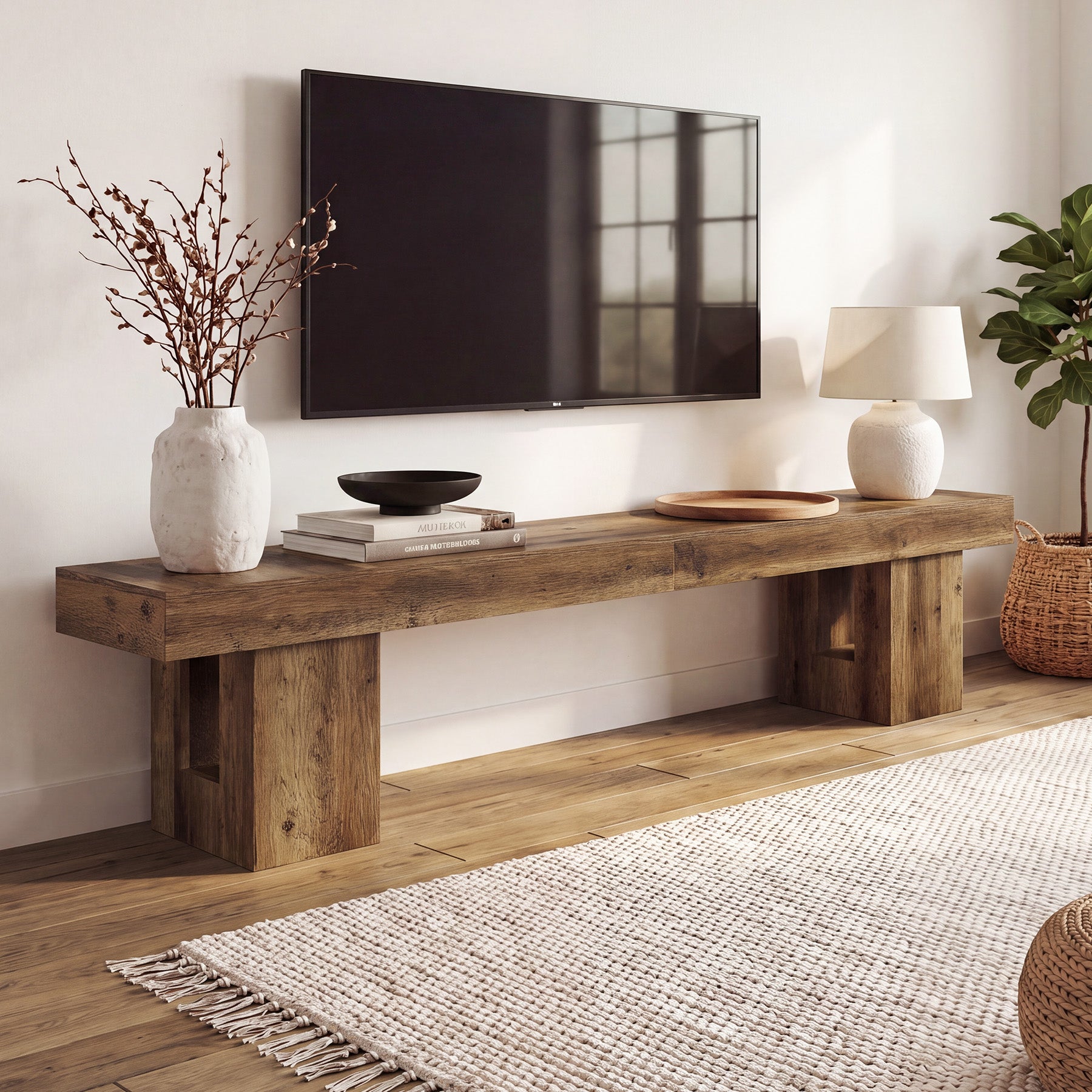 83" TV Stand for 65/75/85" TVs, Modern Rustic Entertainment Center for Living Room