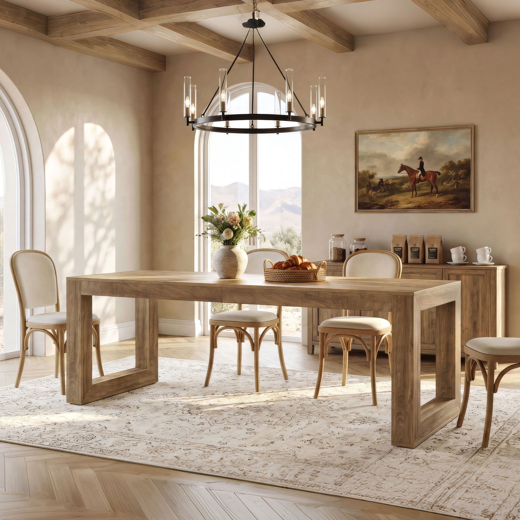 78.7" Dining Table, Rectangular Kitchen Table with Sturdy Base for 6-8 People