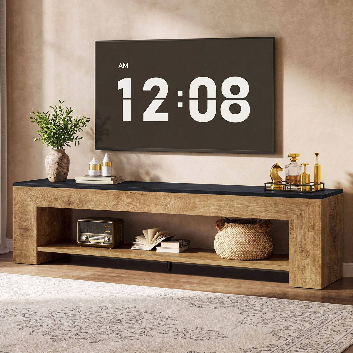 71" TV Stand, Large Entertainment Center with Shelf for TVs up to 80"