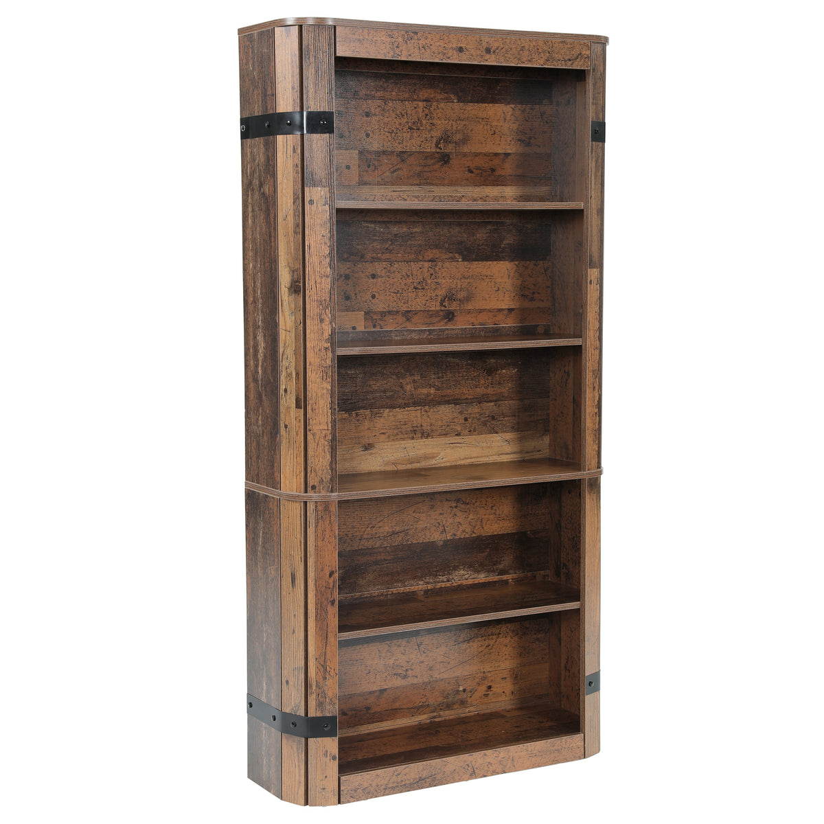 71" Tall Farmhouse Bookshelf, 5-Tier Home Office Bookcase with Storage