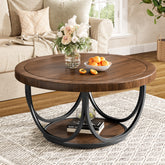 Round Coffee Table, 35.4" Circle Accent Cocktail Table with Storage Shelf 3