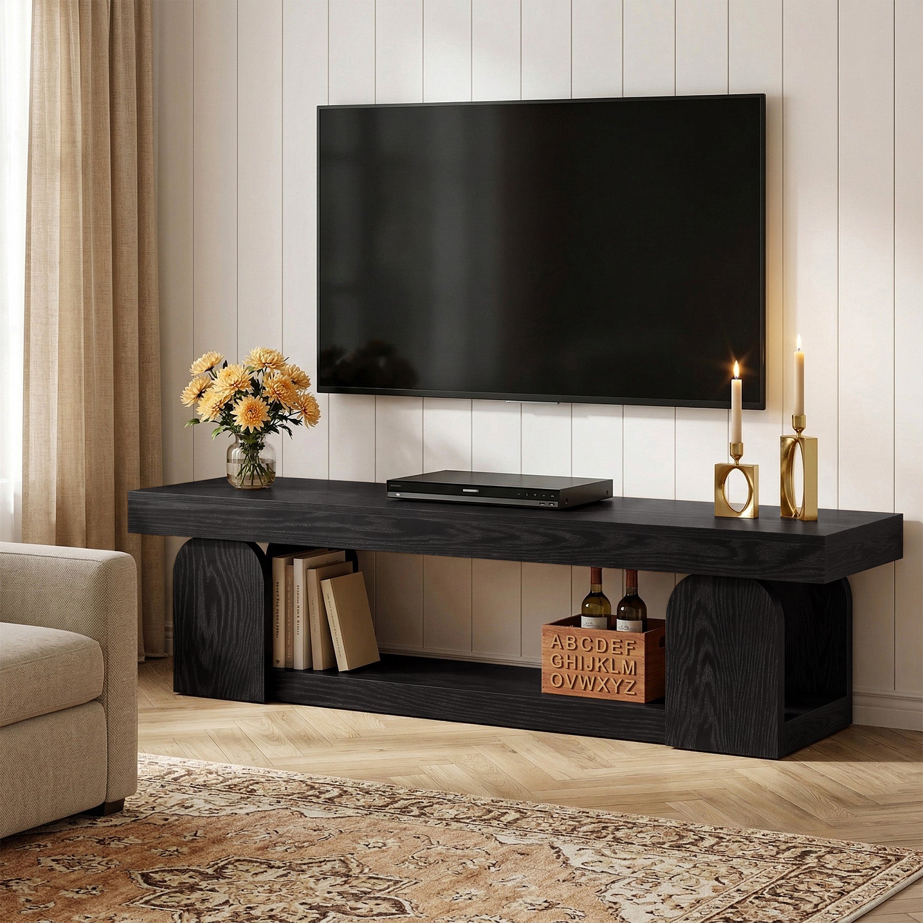 63" TV Stand, TV Media Console with Open Storage Shelf for TVs up to 65"