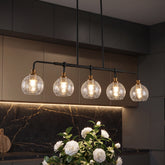 5-Light Pendant Lights, Kitchen Island Chandelier with Clear Crackle Glass Shades & Adjustable Height 3