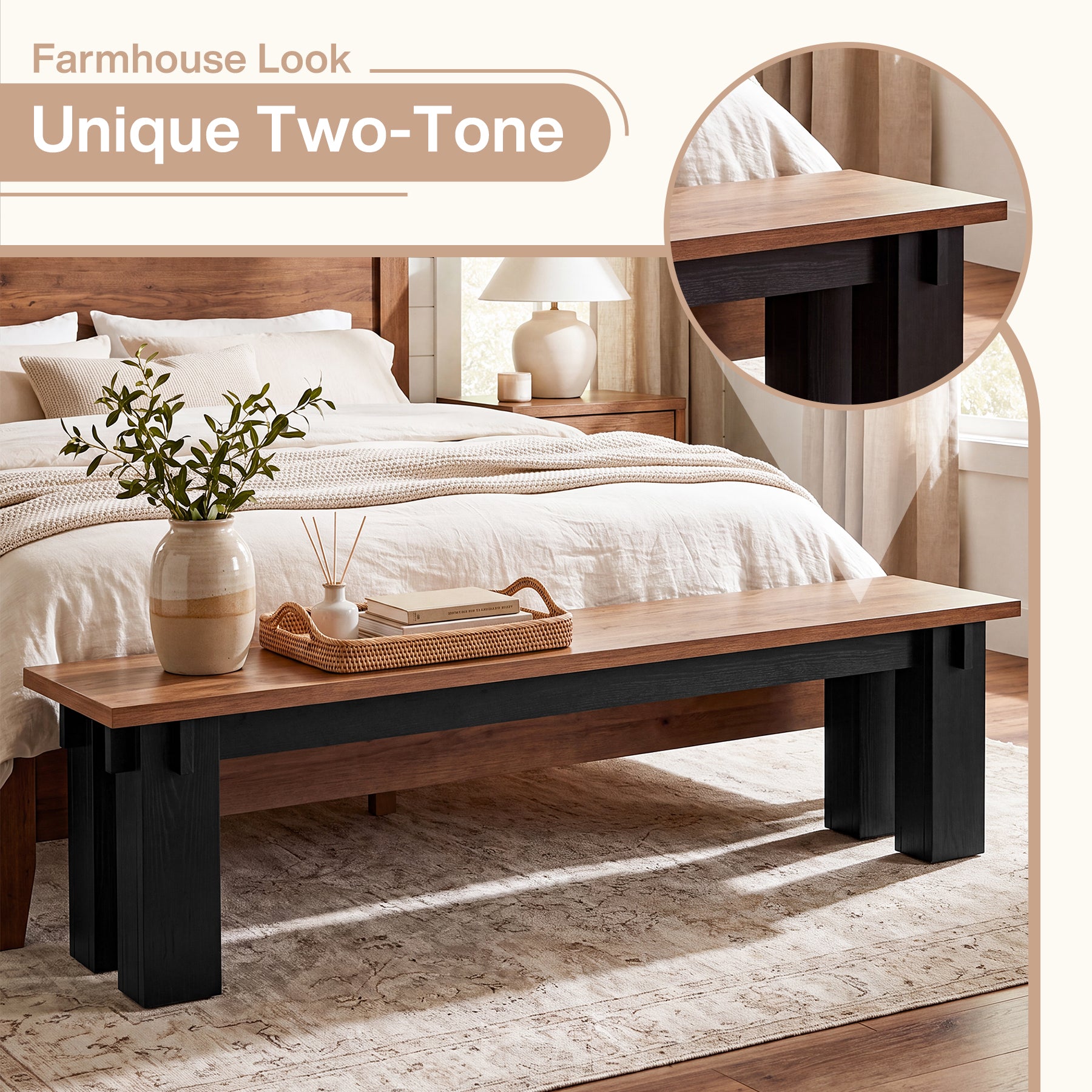 70.9" Entryway Bench, Farmhouse Shoe Bench Rustic End of Bed Bench for Hallway