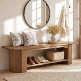 Tribesigns 63" Solid Wood Entryway Bench, Long Shoe Bench for Hallway 3
