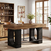 63" Bar Table, Industrial Counter Height Pub Table with Metal Footrest for Kitchen 3