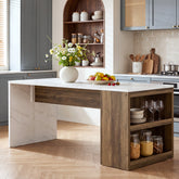 71" Kitchen Island with Storage Shelves, Farmhouse Island Table for Kitchen 3