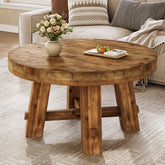 Solid Wood Coffee Table, 31.5" Round Center Table with Thickened Tabletop 3