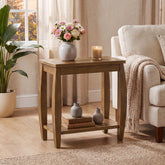 23.62" Solid Wood End Table, 2-Tier Narrow Side Table for Living Room, Small Places 3
