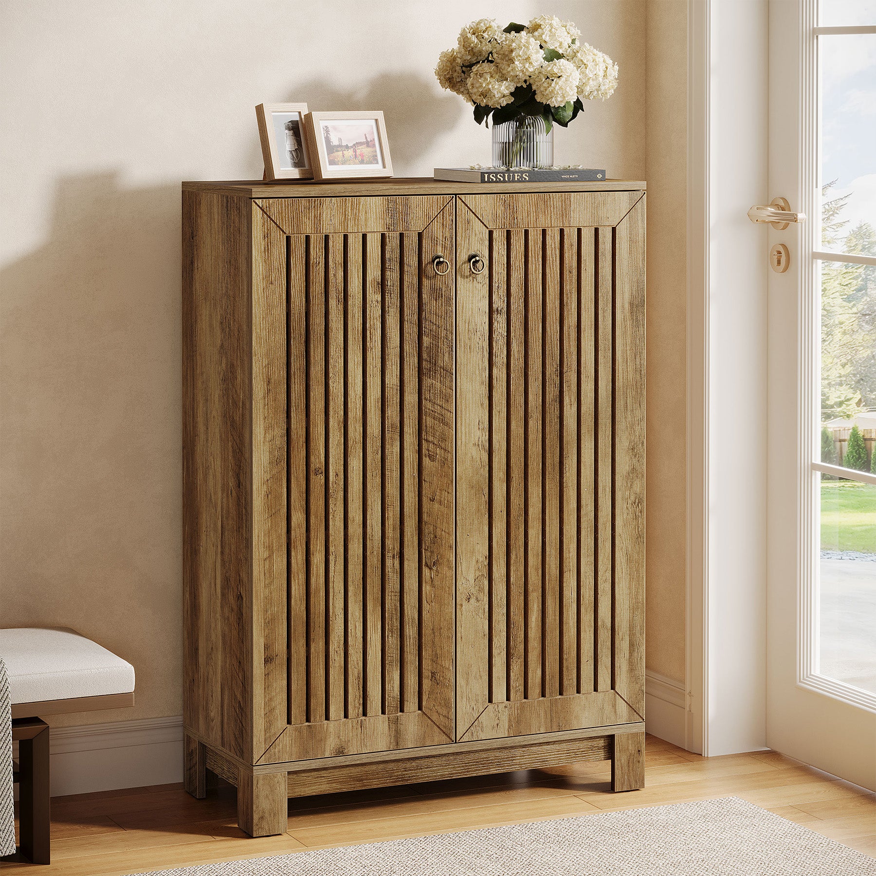 5-Tier Shoe Cabinet with Doors, Entryway Shoe Rack Organizer for Living Room, Hallway