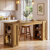 70.87" Farmhouse Bar Table, Rectangular High Top Pub Tables with Open Storage Shelves for Kitchen 3