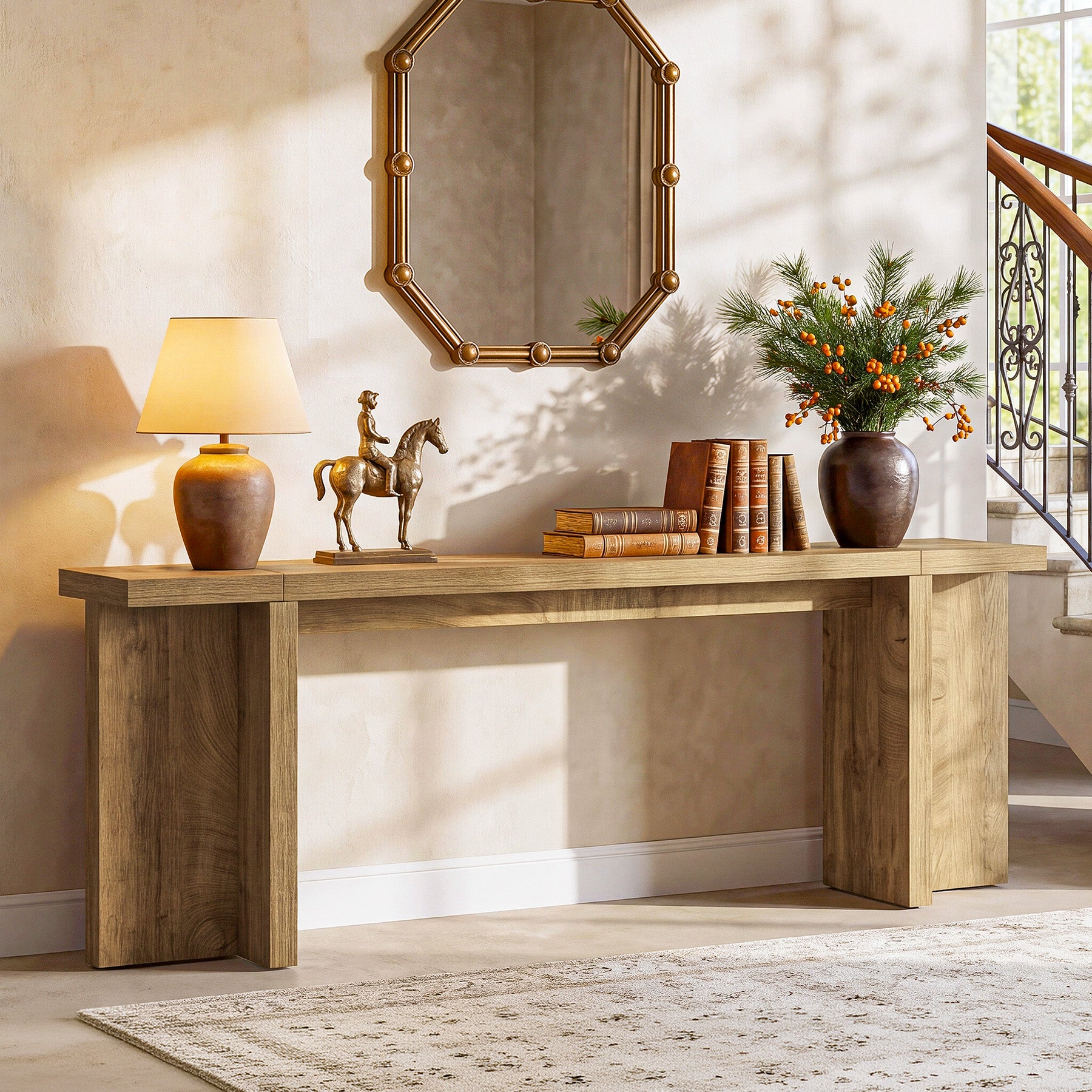 78.7" Extra Long Console Table, Entryway Table with Stable T-Shaped Legs and Long Tabletop