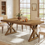 63" Solid Wood Dining Table, Rectangular Kitchen Table for 4-6