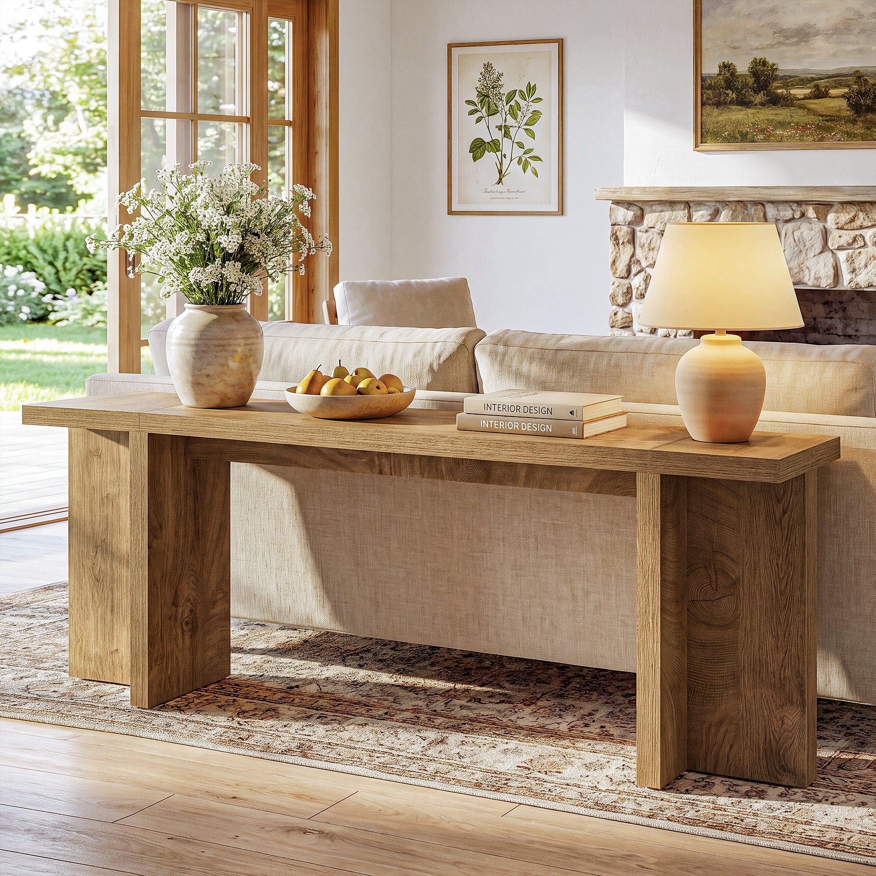 78.7" Extra Long Console Table, Entryway Table with Stable T-Shaped Legs and Long Tabletop