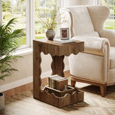 C-Shaped End Table, 2-Tier Side Table Farmhouse Nightstand 3