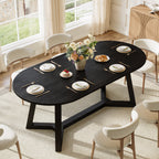Solid Wood Oval Dining Table, 63" Kitchen Table with Sturdy Tapered Legs for 4-6