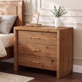 Solid Wood Nightstand with 3 Drawers, 31.5" Oversized Bedside Table for Bedroom 3
