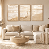 Tribesigns 3-Piece Christian Footprints Wall Art, Beach Framed Canvas Prints 3