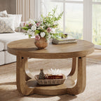 31.5" Round Coffee Table with Open Storage Shelf
