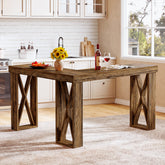 L-Shaped Bar Table, 63" x 55" High Top Corner Dining Table Pub Table with X-Cutout Leg 3